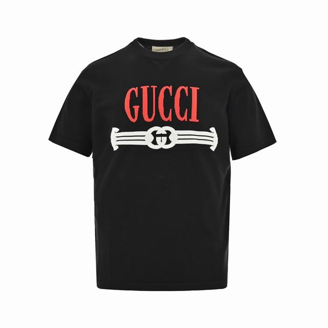 Gucci 古驰 24Ss 腰带字母提花针织短袖 面料#毛衣 定制定染 螺纹领口不易变形 手感非常舒服 超级百搭好看的一款短袖 三标齐全 非市场普通版本 随意对